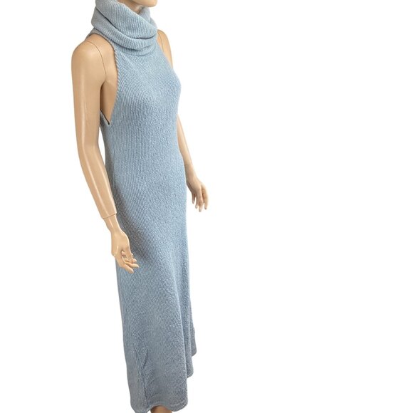ASOS Design Womens Maxi Dress Size 6 NWOT Boucle Sleeveless Extreme Roll Blue - Picture 10 of 13
